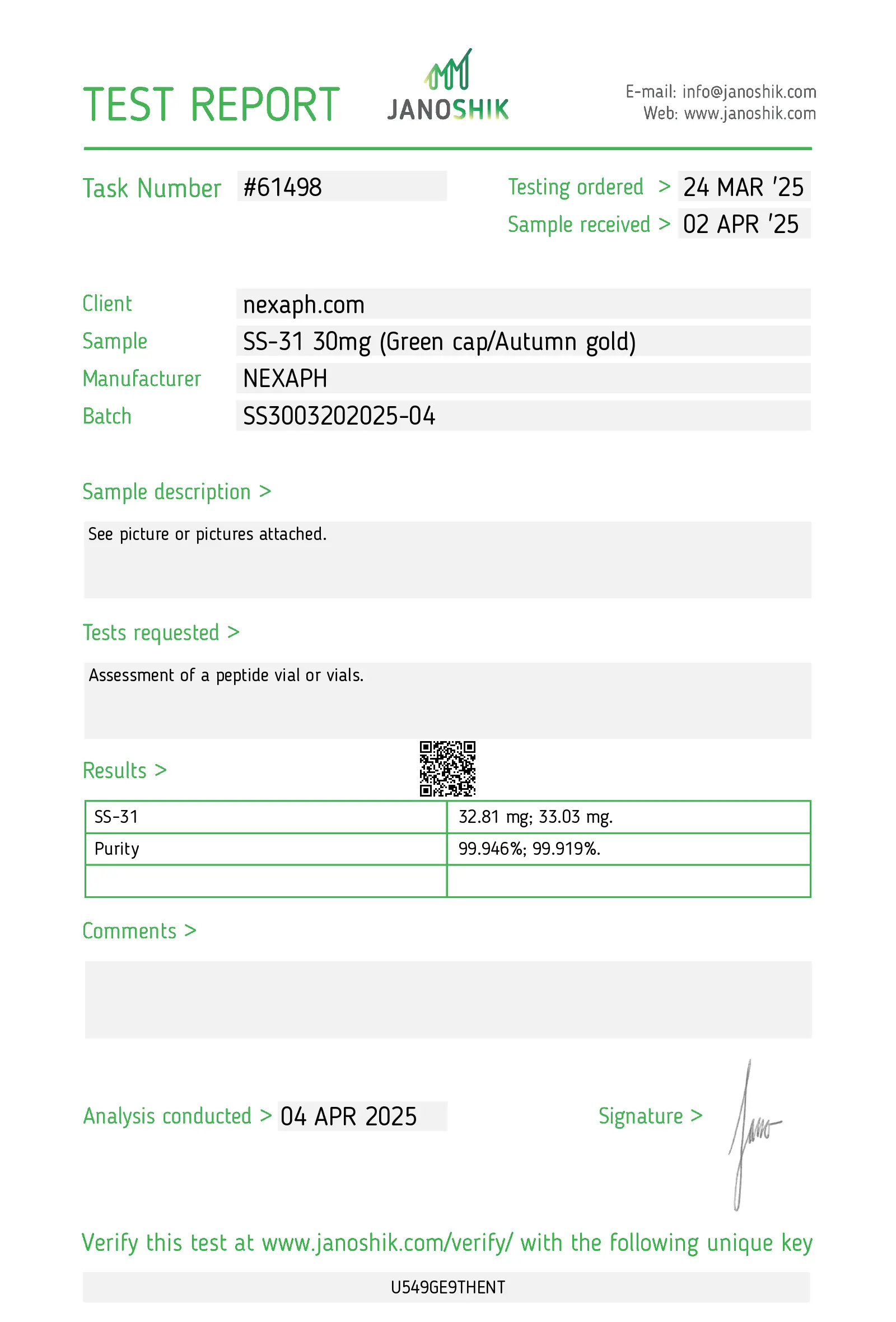 SS-31 30mg (Single Vial) – For Research Use Only - Image 3