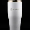 Nexaph 32oz white insulated coffee caddy tumbler with clear lid