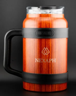 Nexaph 50oz wood grain insulated jug with handle and clear lid
